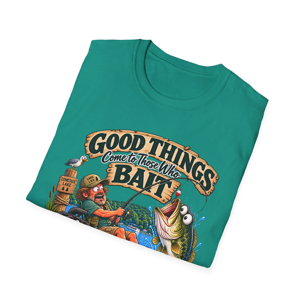 Fishing T-Shirt — "Good Things Come to Those Who Bait" Vintage Angler Tee