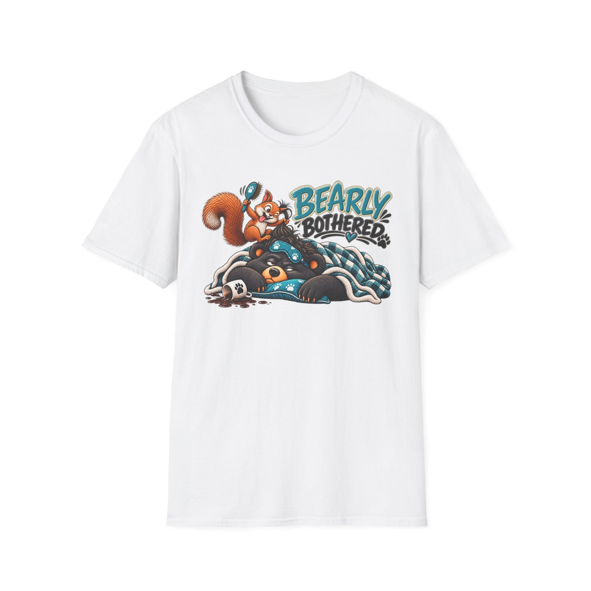 Bearly Bothered T-Shirt — Cute Sleepy Bear & Squirrel Graphic Tee