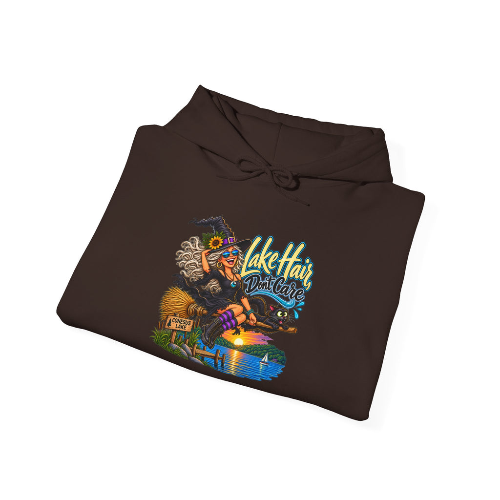 Lake Hair Hoodie - Witch & Lake Sunset Graphic Hooded Sweatshirt