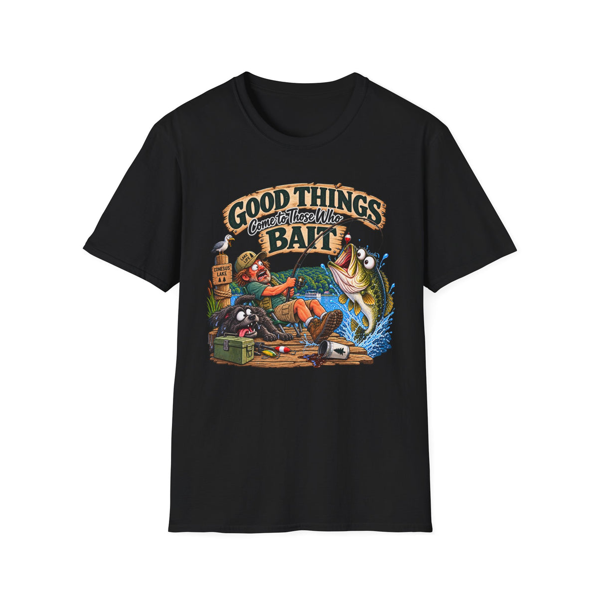 Fishing T-Shirt — "Good Things Come to Those Who Bait" Vintage Angler Tee