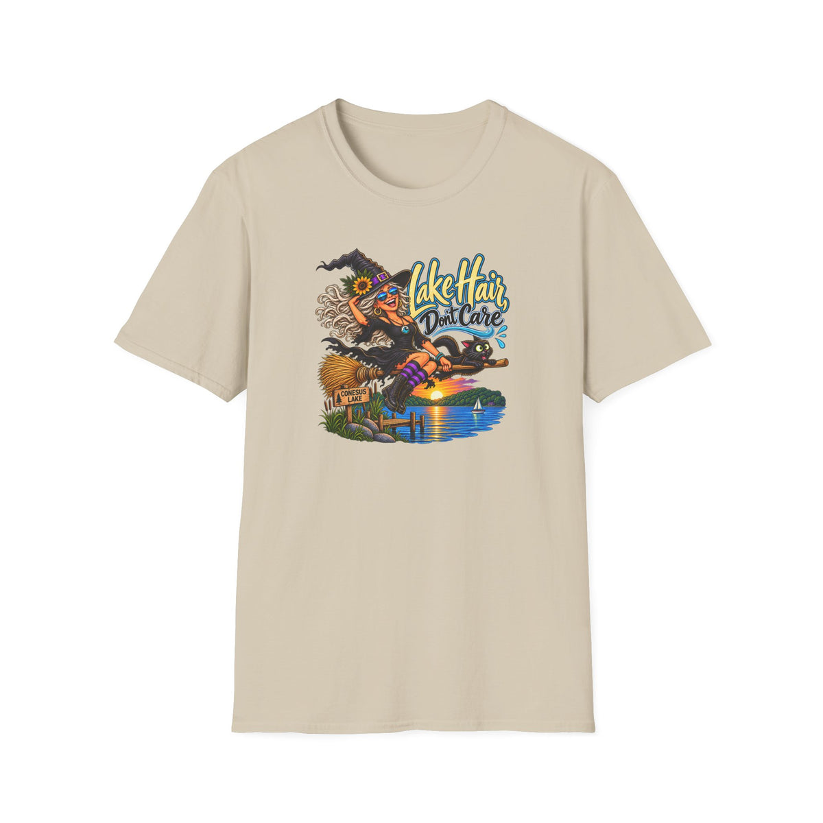 T-Shirt — "Lake Hair, Don't Care" Witchy Summer Graphic Tee