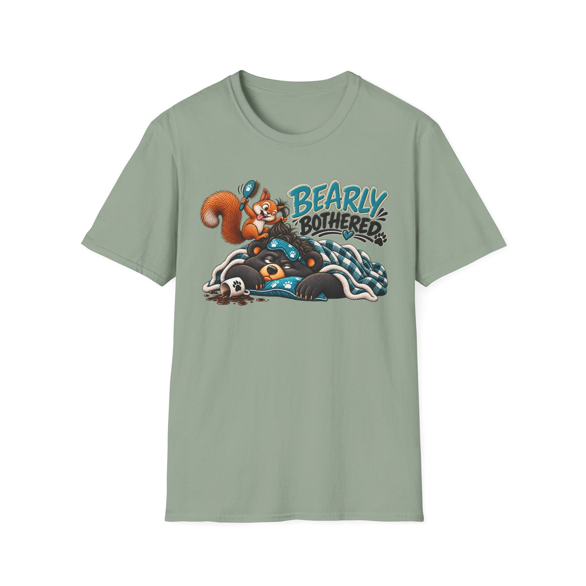 Bearly Bothered T-Shirt — Cute Sleepy Bear & Squirrel Graphic Tee