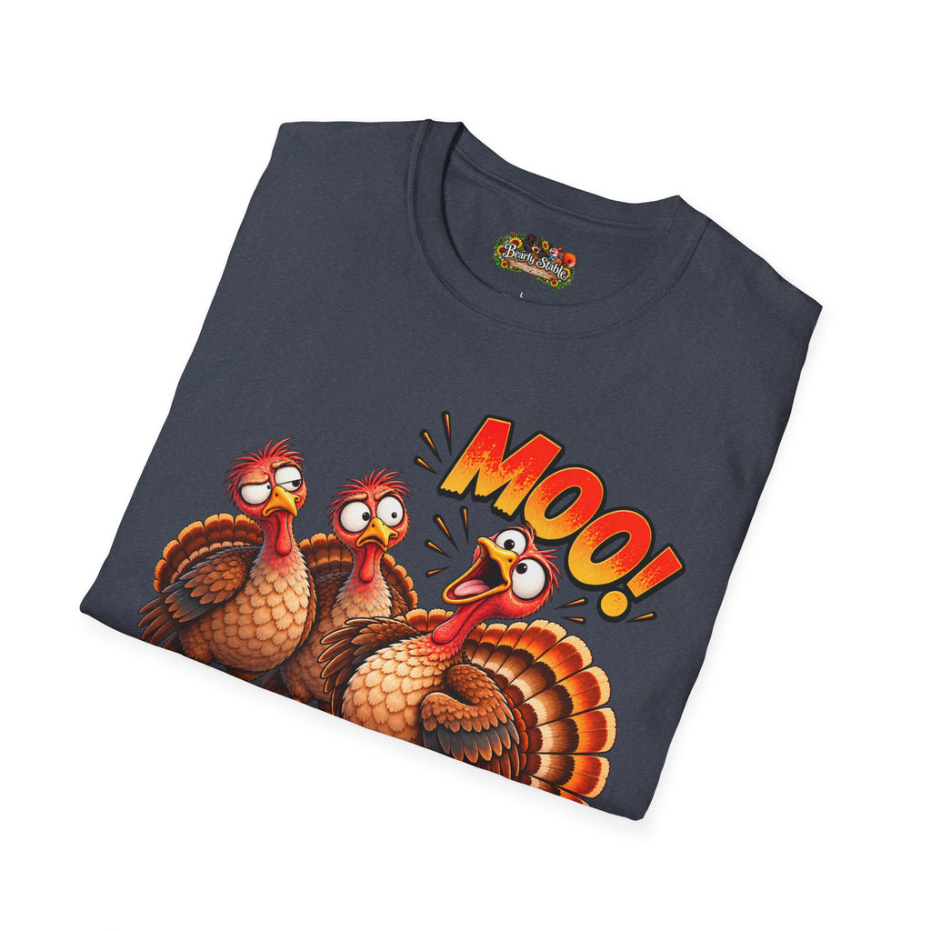Thanksgiving Turkey 'MOO!' Cartoon Turkeys Graphic T-Shirt