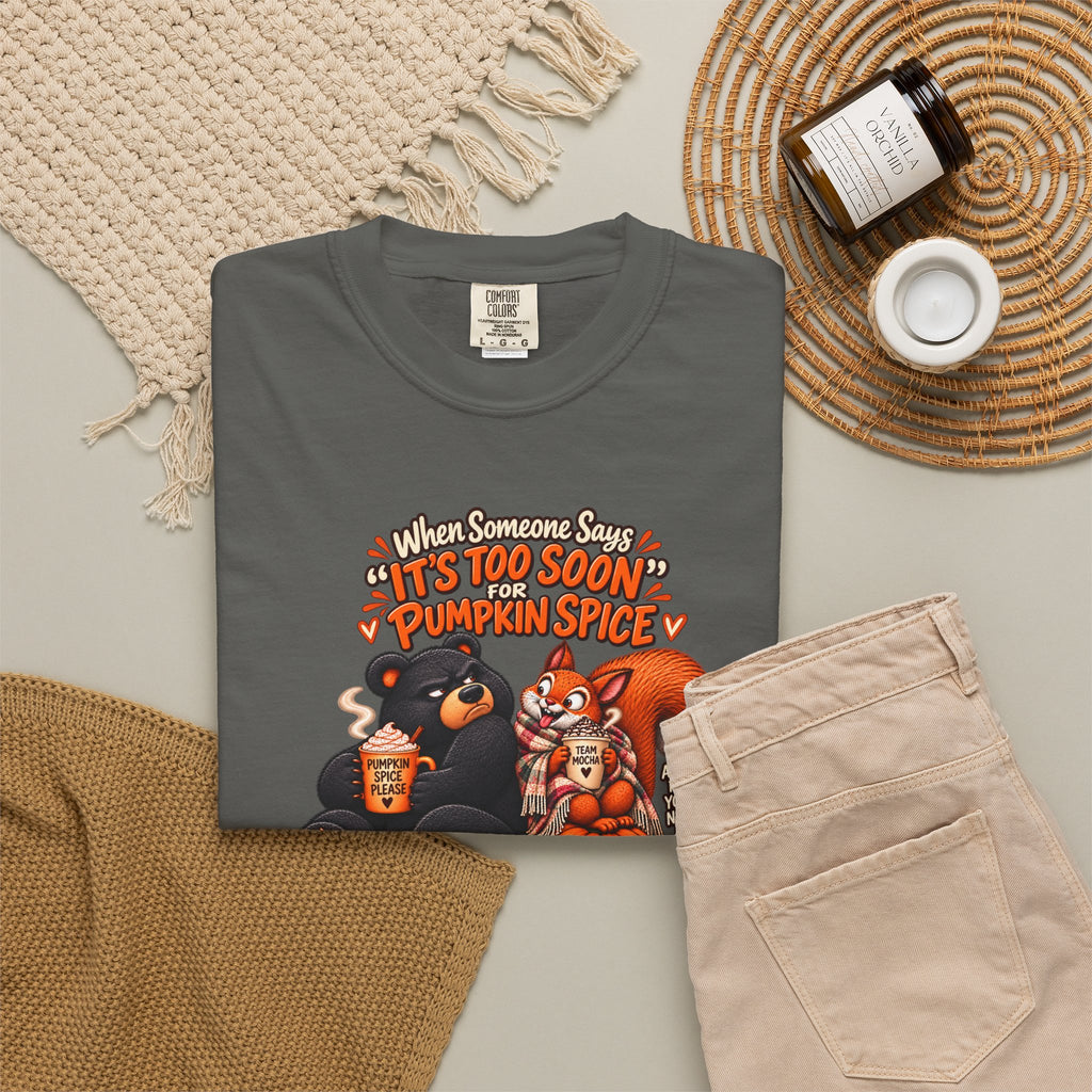 Pumpkin Spice Bears T-Shirt - Funny Fall Squirrel & Bear Autumn Graphic Tee