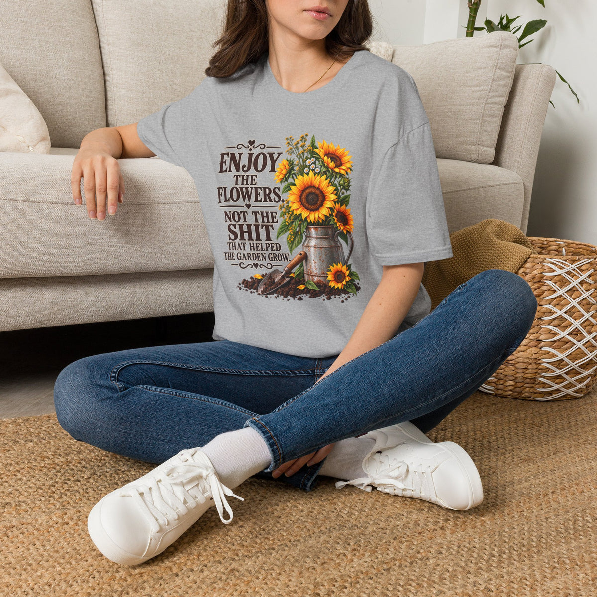 Enjoy the Flowers Not the Sh*t — Sunflower Graphic T-Shirt