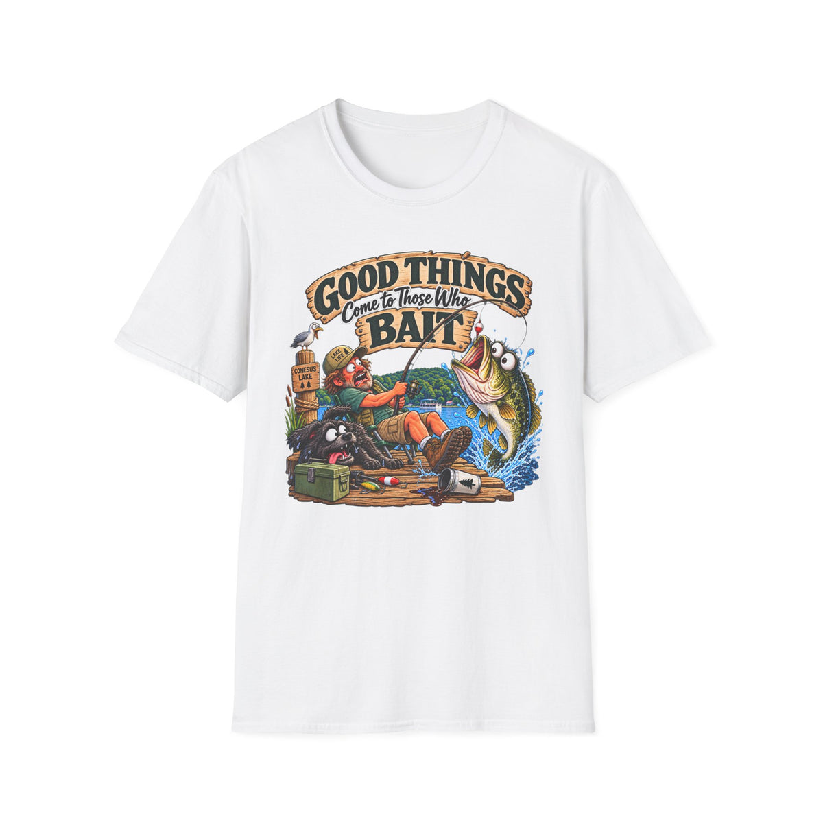 Fishing T-Shirt — "Good Things Come to Those Who Bait" Vintage Angler Tee