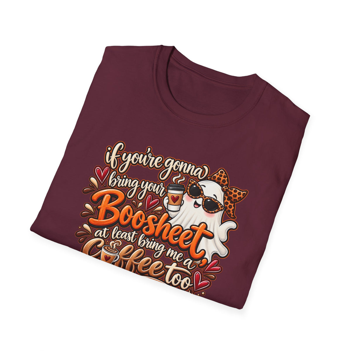 Ghost and Coffee Ghost Graphic Tee — “if you're gonna bring your boosheet, at least bring me a coffee too”