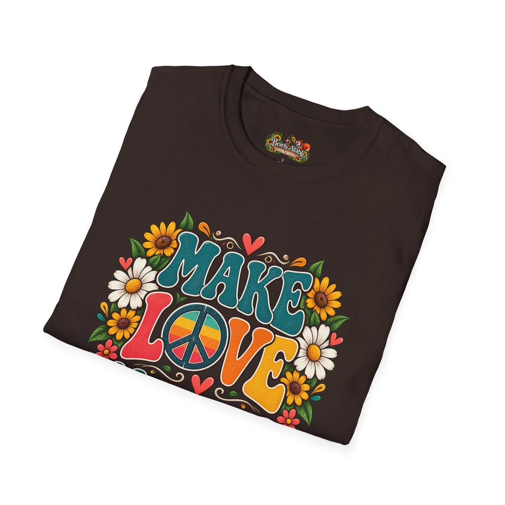 Make Love Not War T-Shirt — Retro Peace Sign Floral Tee