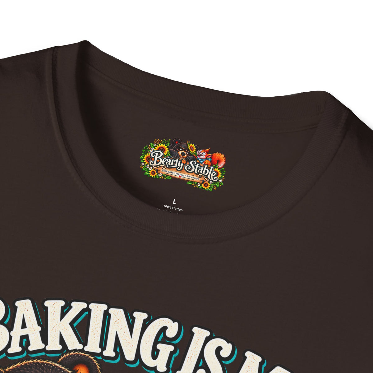 Baking Is My Therapy T-Shirt — Cute Baking Bear and Squirrel Chef Graphic Tee