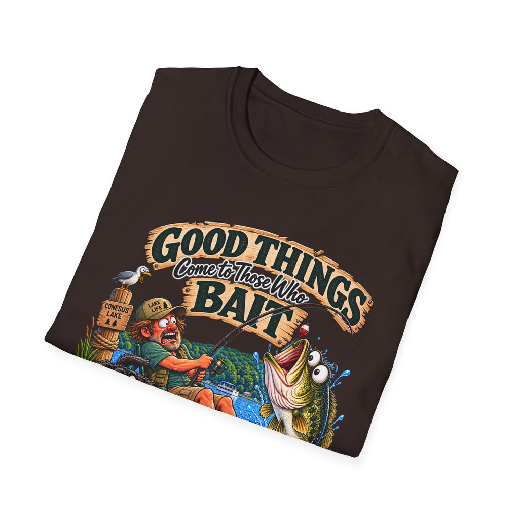Fishing T-Shirt — "Good Things Come to Those Who Bait" Vintage Angler Tee