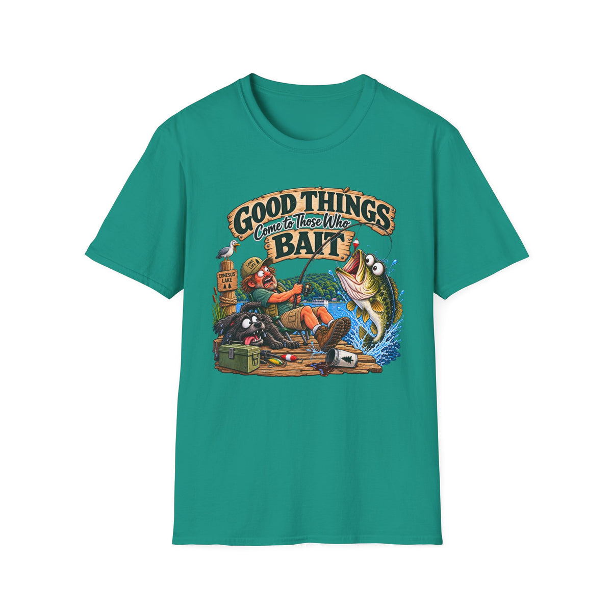Fishing T-Shirt — "Good Things Come to Those Who Bait" Vintage Angler Tee