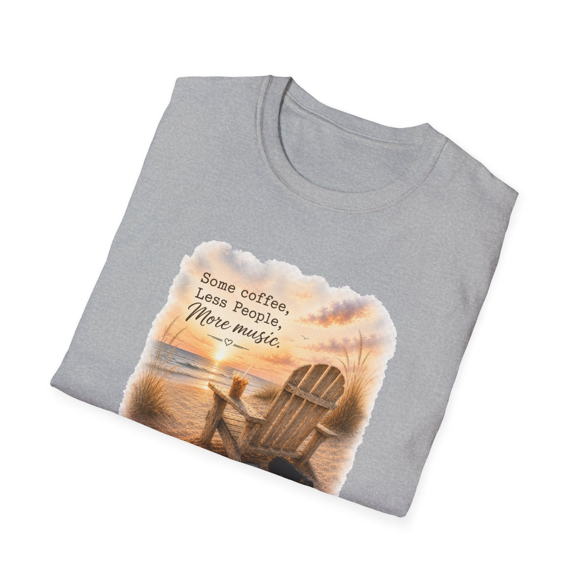 Beach Chair Tee - "Some coffee, Less People, More Magic" Relaxed Coastal T-Shirt