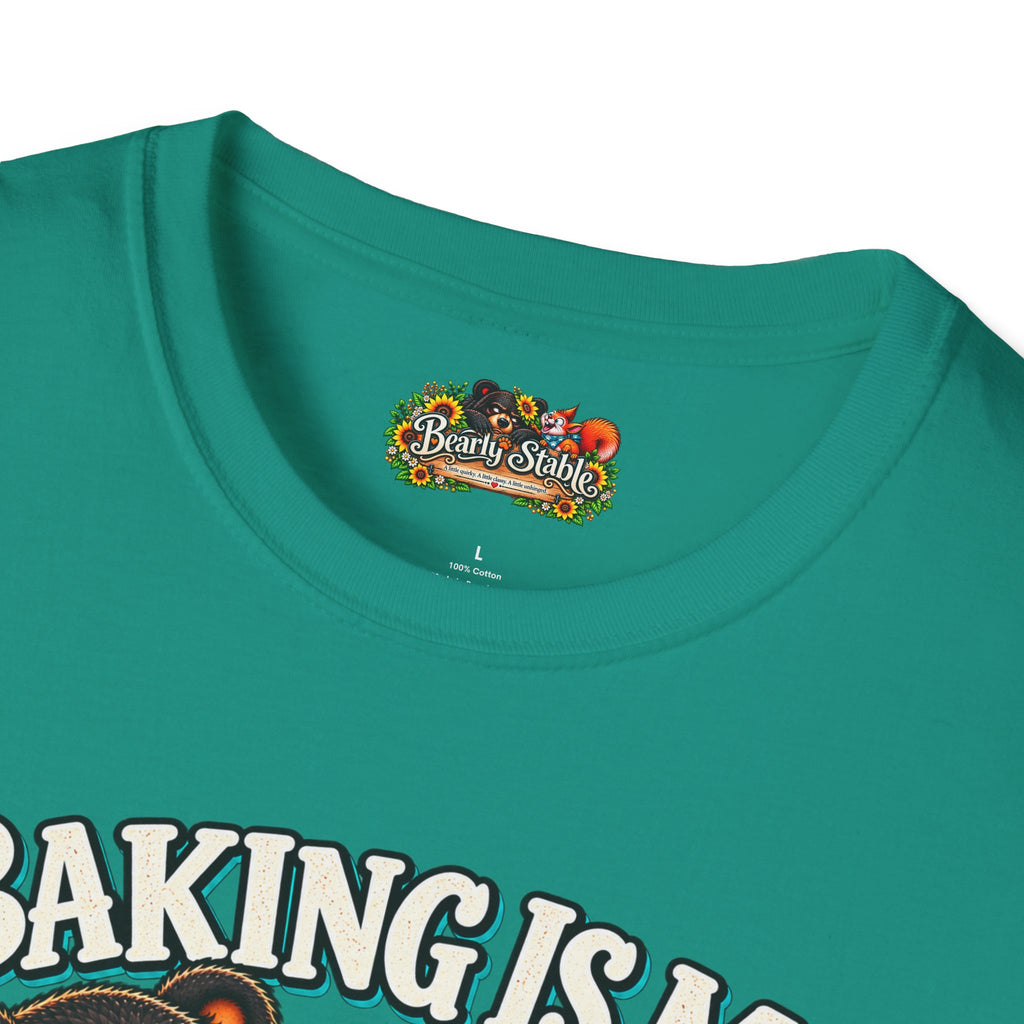 Baking Is My Therapy T-Shirt — Cute Baking Bear and Squirrel Chef Graphic Tee