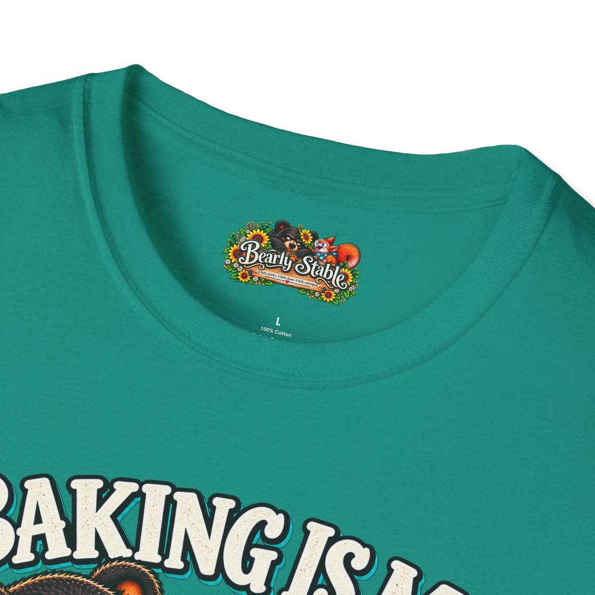 Baking Is My Therapy T-Shirt — Cute Baking Bear and Squirrel Chef Graphic Tee