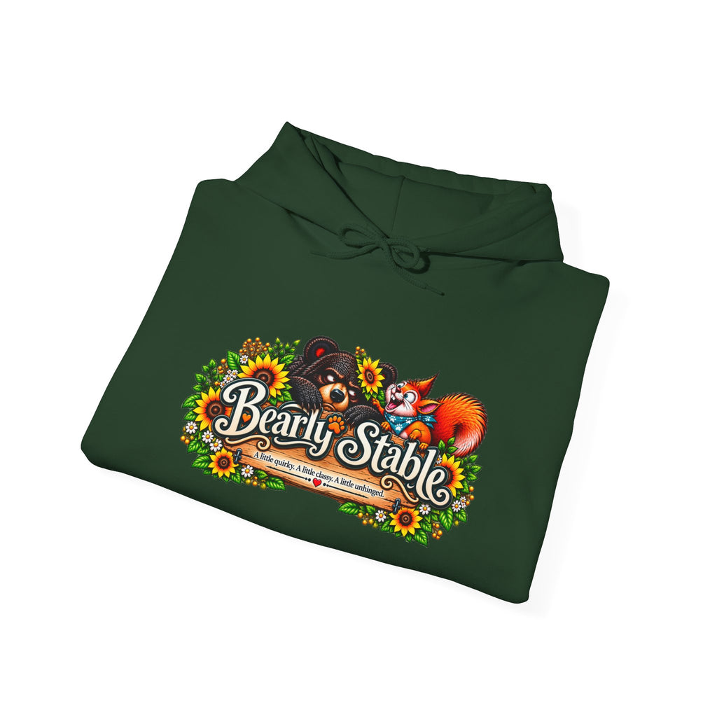 Bearly Stable Hoodie — Cute Woodland Fox & Floral Autumn Design