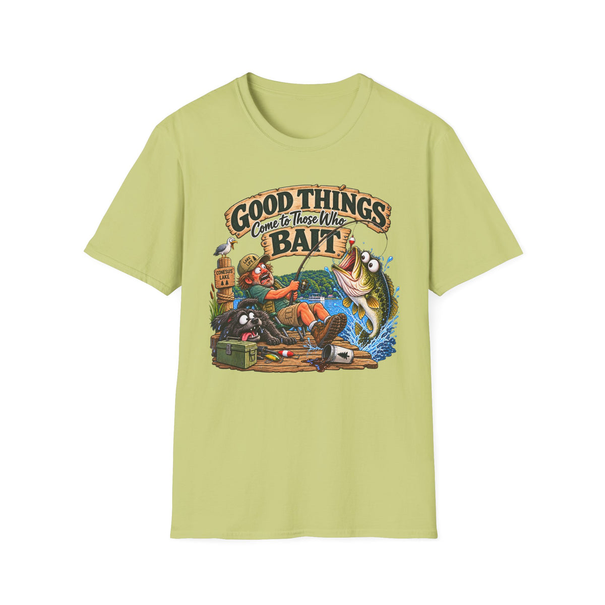 Fishing T-Shirt — "Good Things Come to Those Who Bait" Vintage Angler Tee