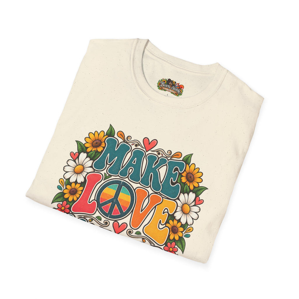 Make Love Not War T-Shirt — Retro Peace Sign Floral Tee