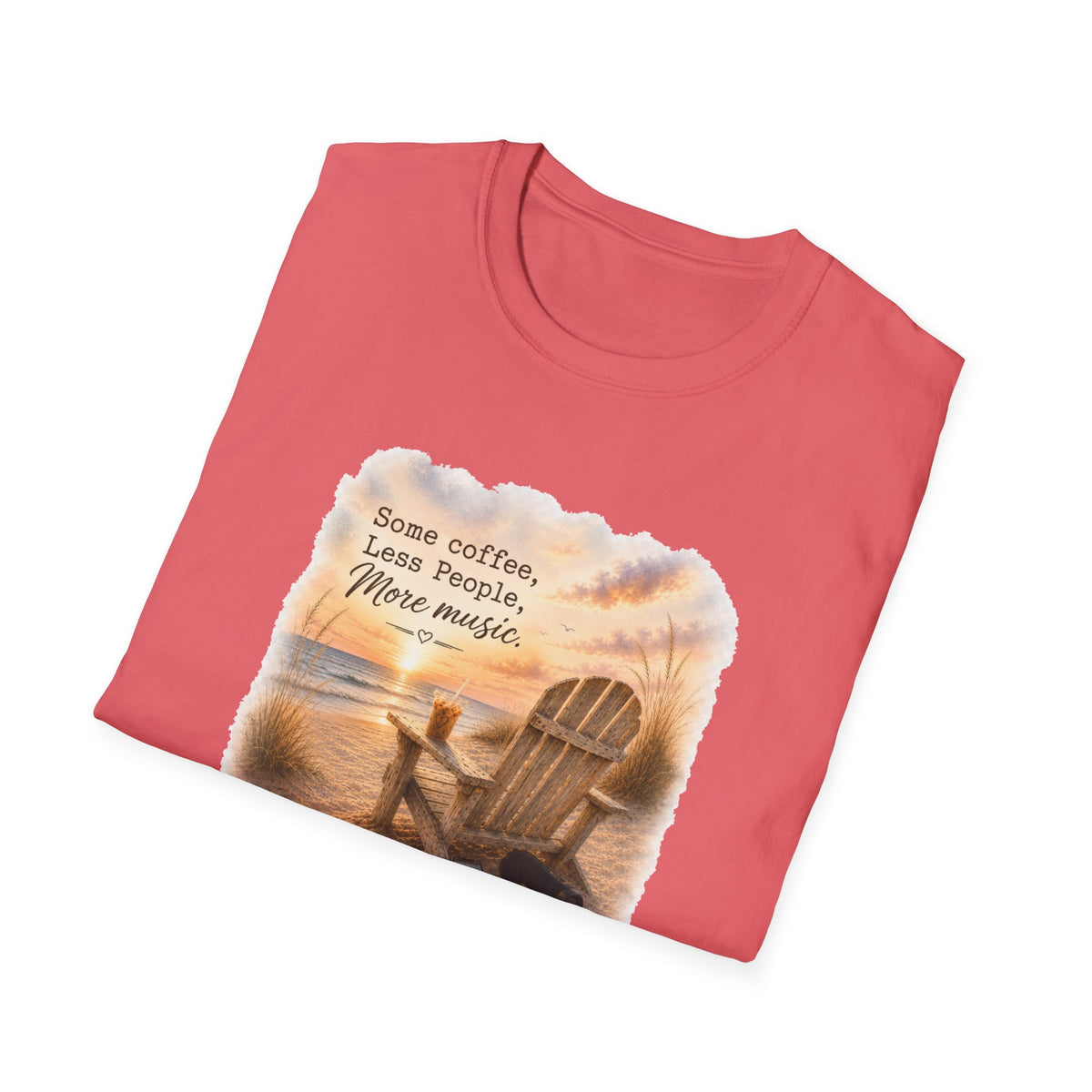 Beach Chair Tee - "Some coffee, Less People, More Magic" Relaxed Coastal T-Shirt