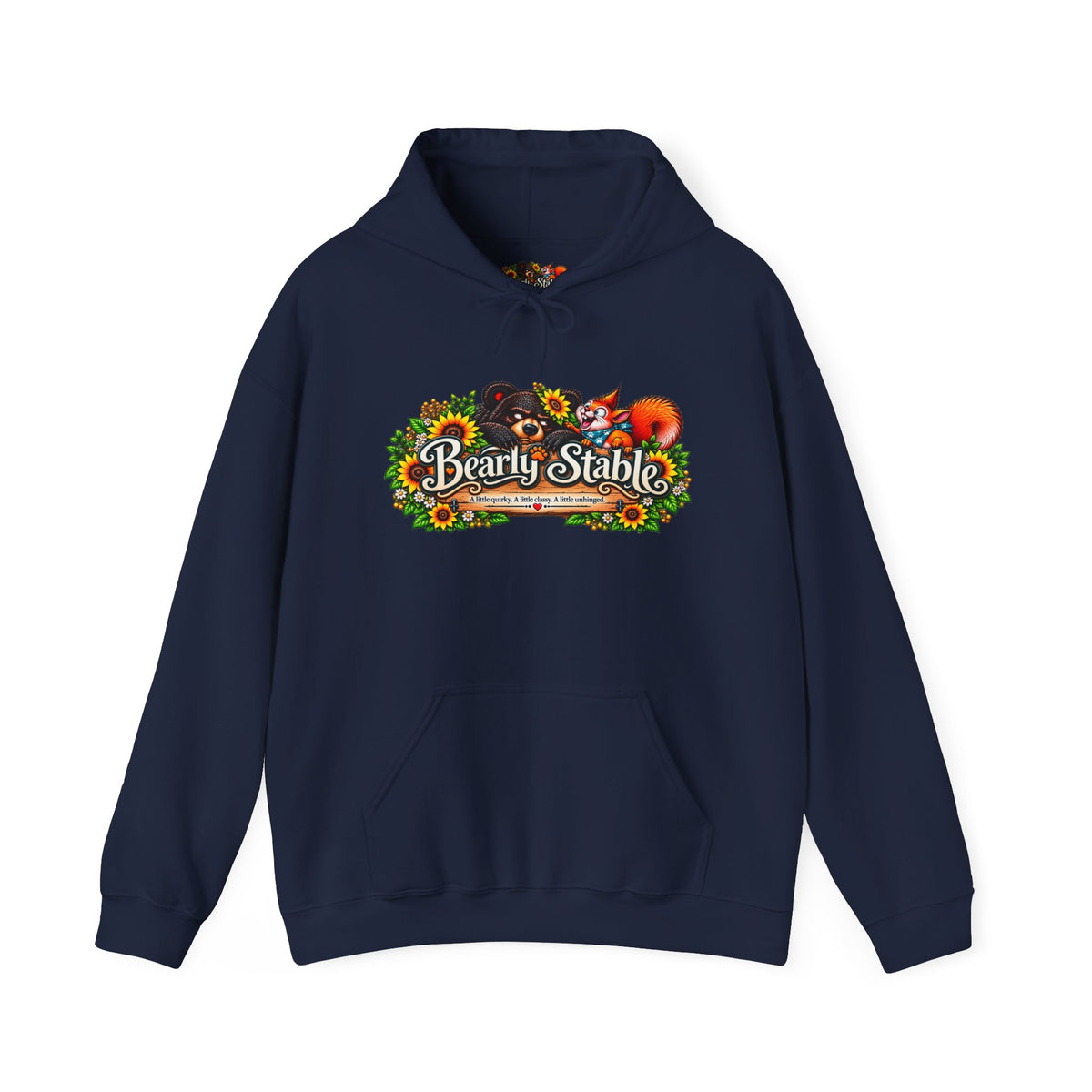 Bearly Stable Hoodie — Cute Woodland Fox & Floral Autumn Design