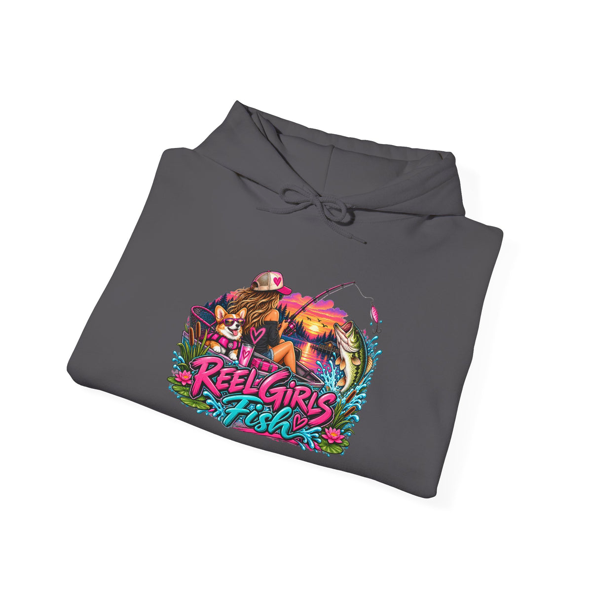 Reel Girls Fish Hoodie — Retro Fishing Graphic Pullover