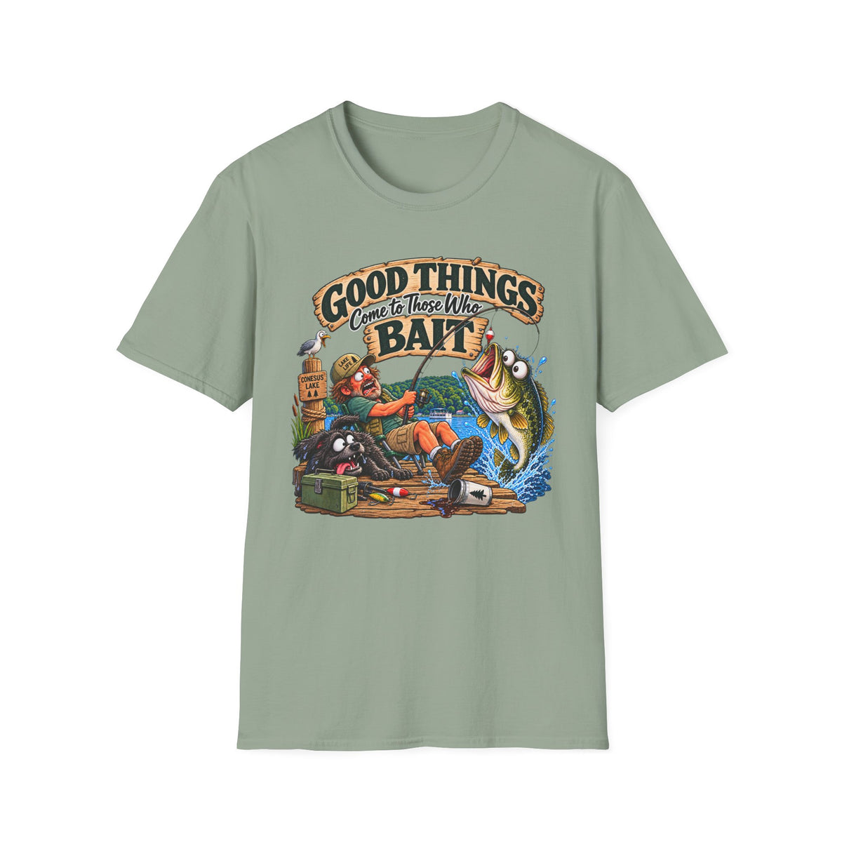 Fishing T-Shirt — "Good Things Come to Those Who Bait" Vintage Angler Tee