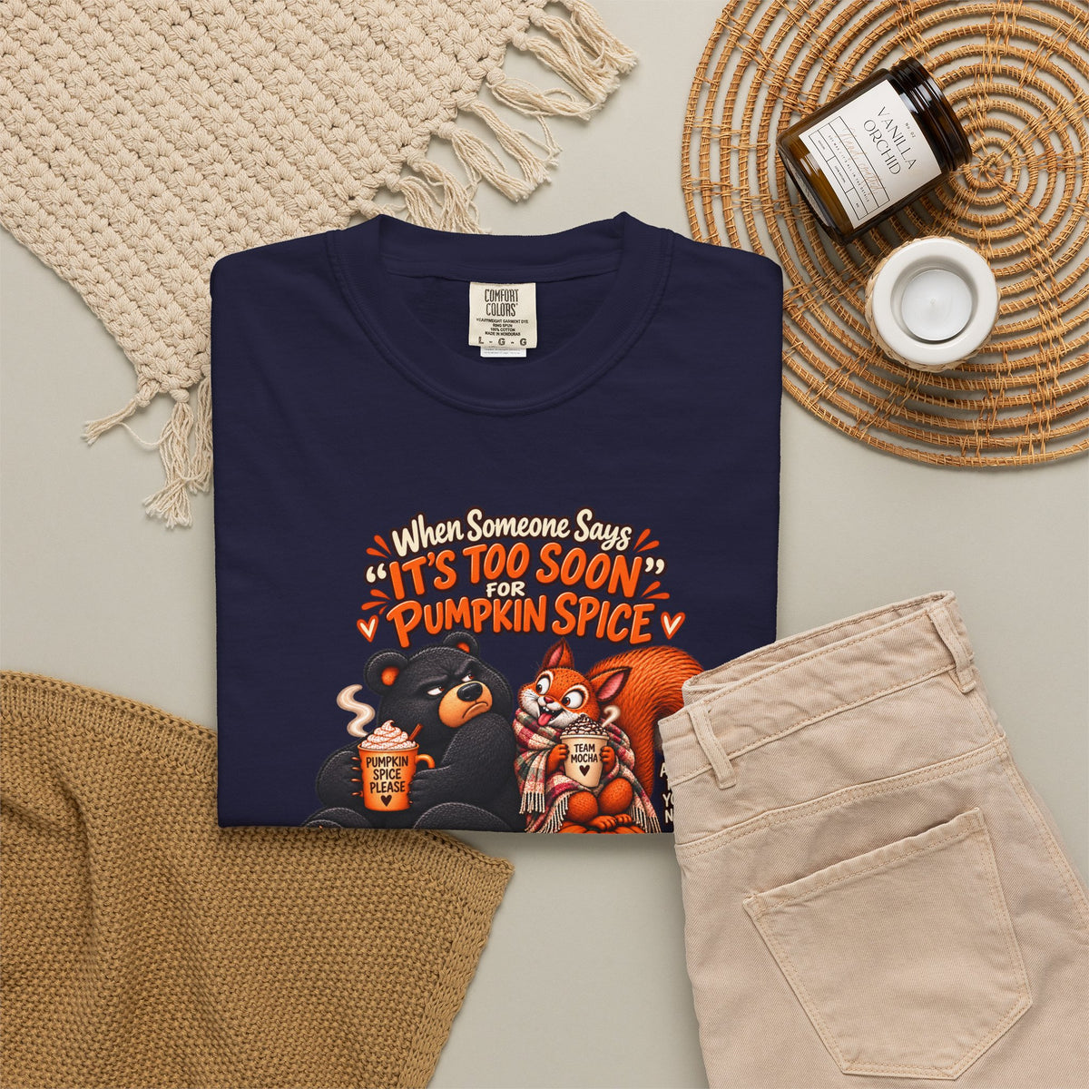 Pumpkin Spice Bears T-Shirt - Funny Fall Squirrel & Bear Autumn Graphic Tee
