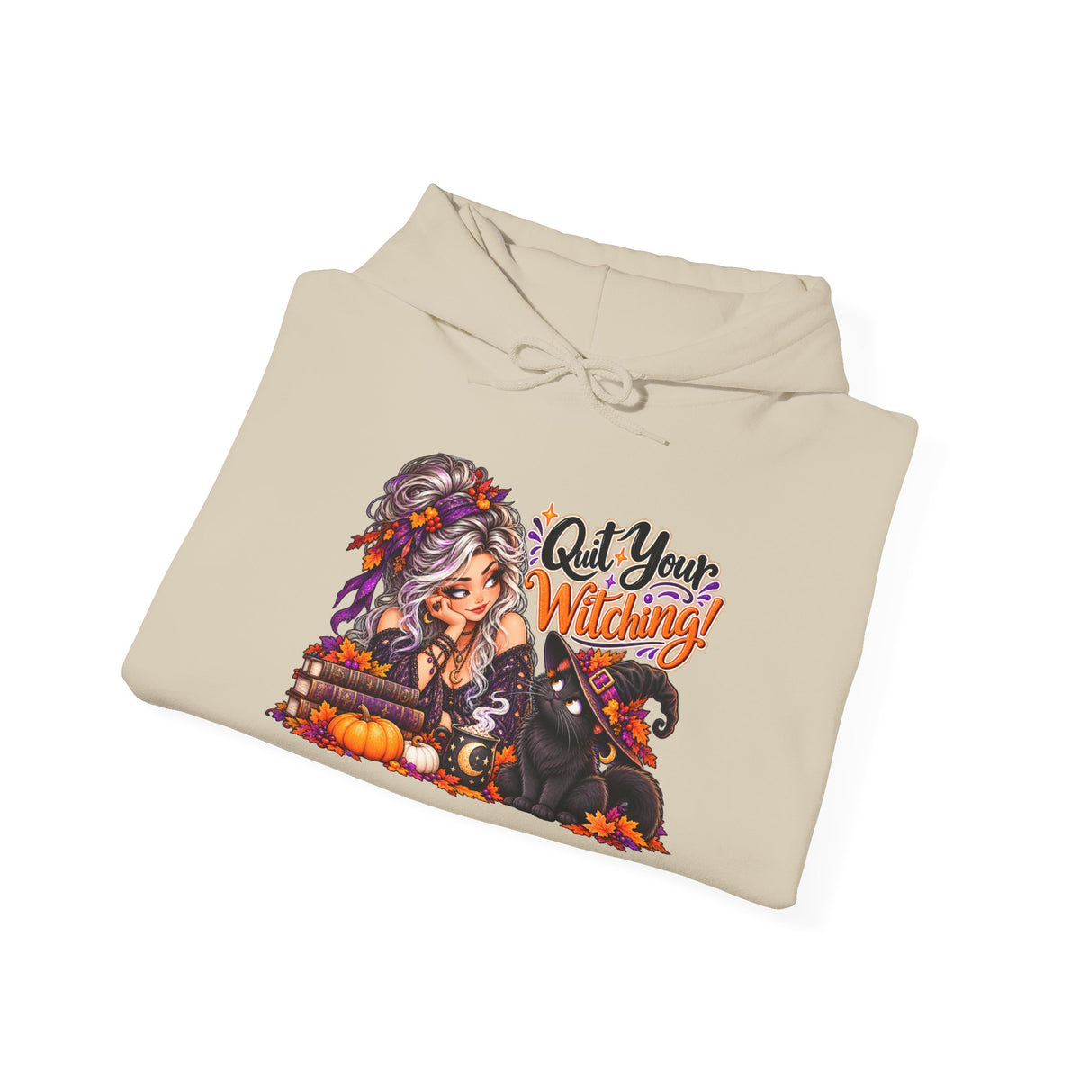 Quit your Witching Halloween Sweatshirt with Cat & Pumpkins