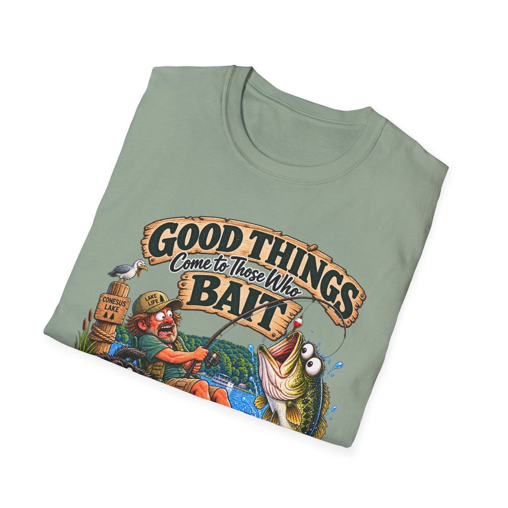 Fishing T-Shirt — "Good Things Come to Those Who Bait" Vintage Angler Tee