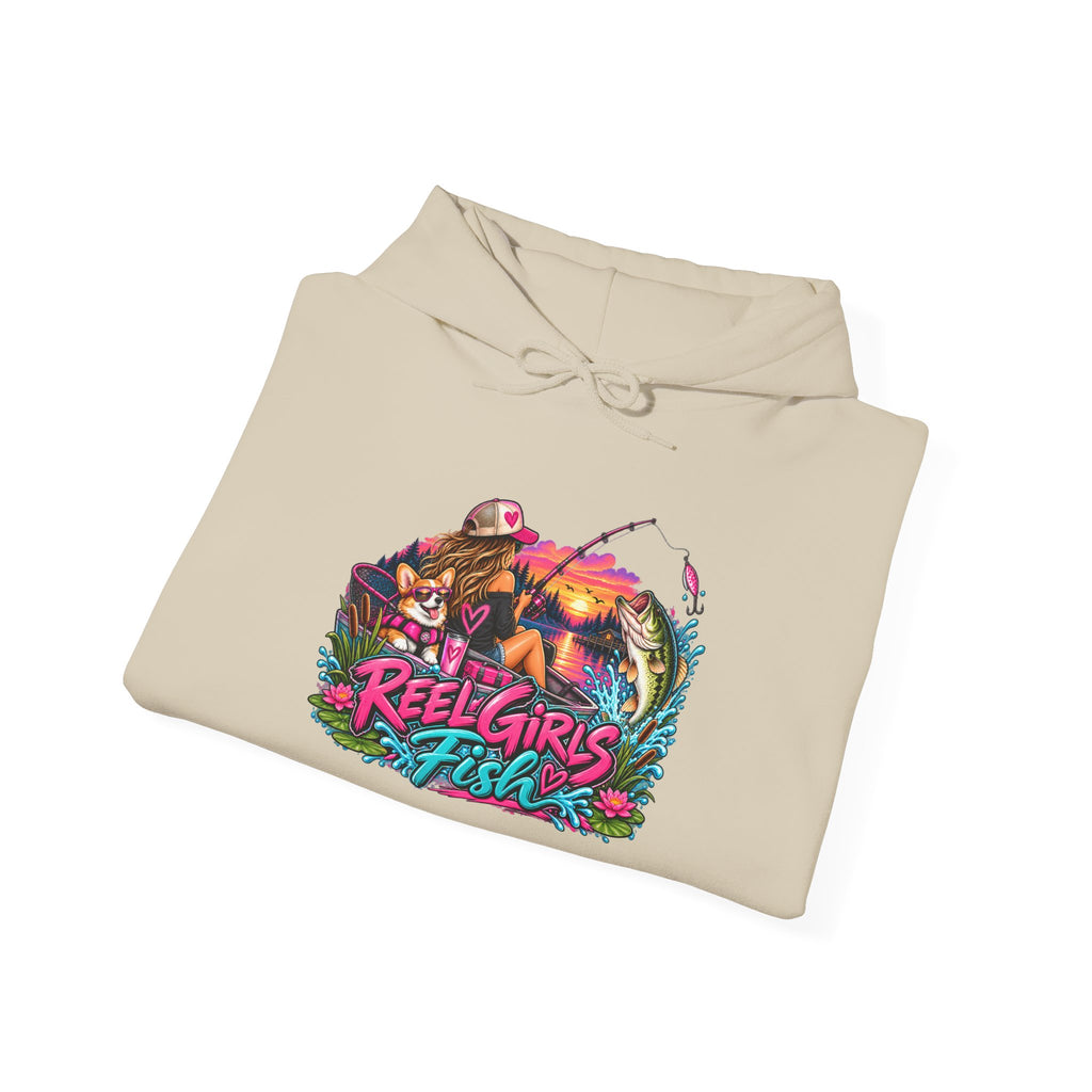 Reel Girls Fish Hoodie — Retro Fishing Graphic Pullover