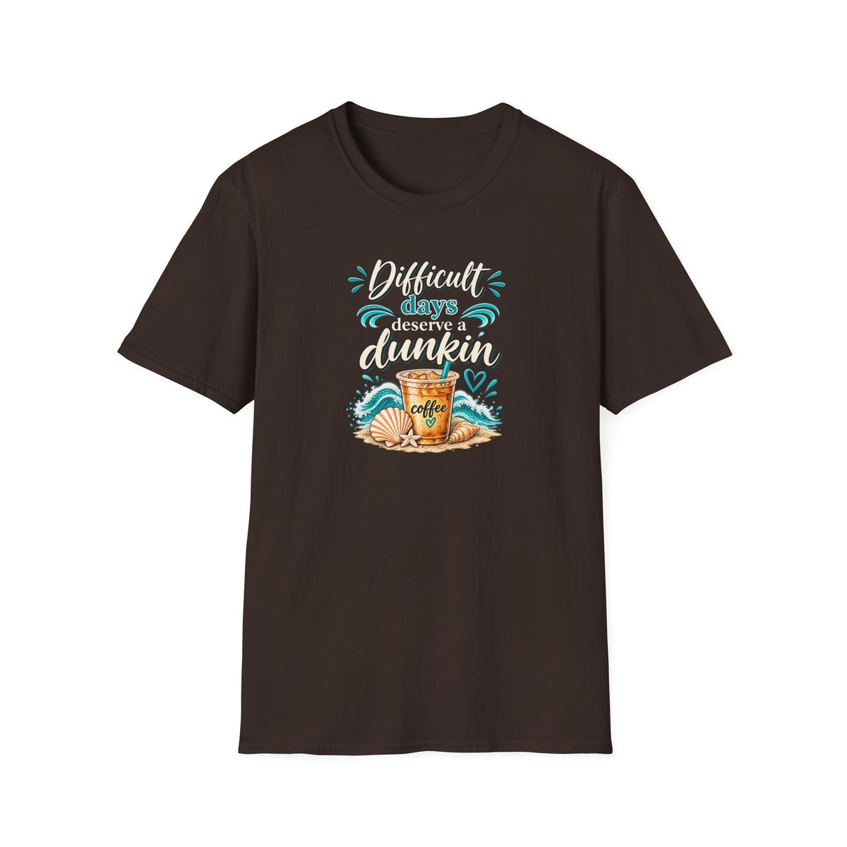 Beach Coffee T‑Shirt Difficult Days deserve a Dunkin” Summer Beach Tee