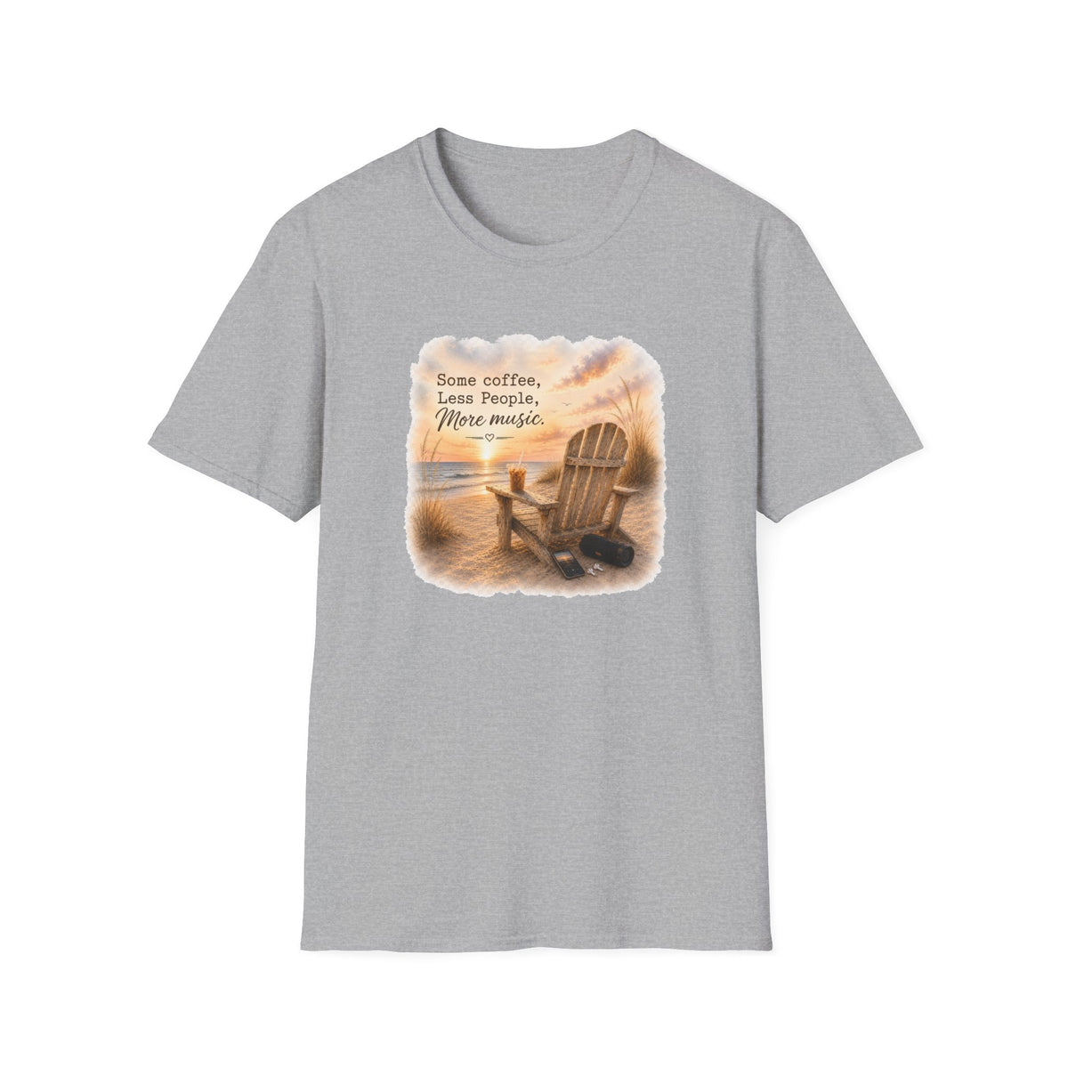 Beach Chair Tee - "Some coffee, Less People, More Magic" Relaxed Coastal T-Shirt