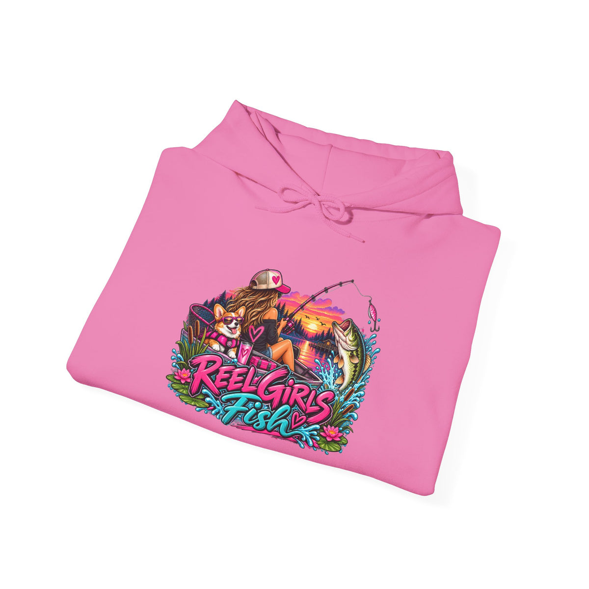 Reel Girls Fish Hoodie — Retro Fishing Graphic Pullover