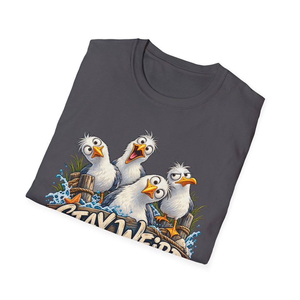 Stay Weird Seagulls T-Shirt — Funny Beach Crew Tee