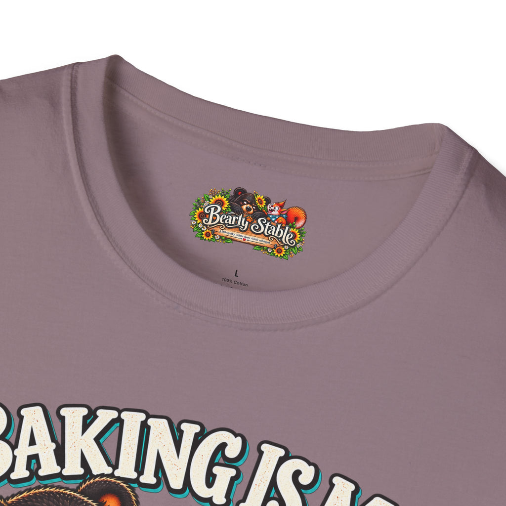Baking Is My Therapy T-Shirt — Cute Baking Bear and Squirrel Chef Graphic Tee