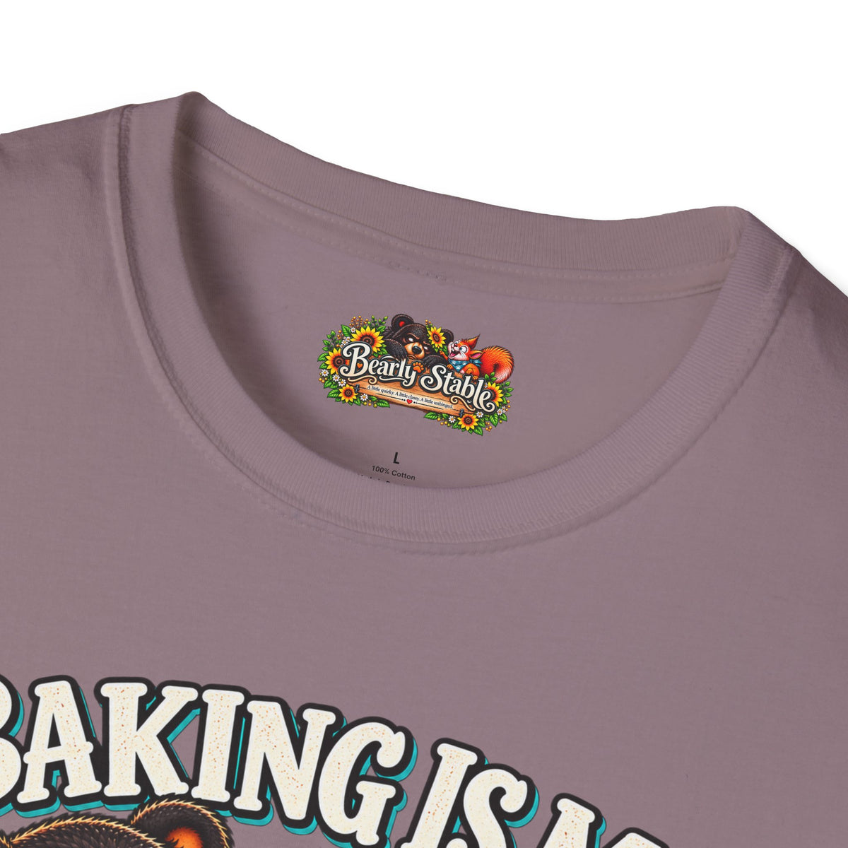 Baking Is My Therapy T-Shirt — Cute Baking Bear and Squirrel Chef Graphic Tee