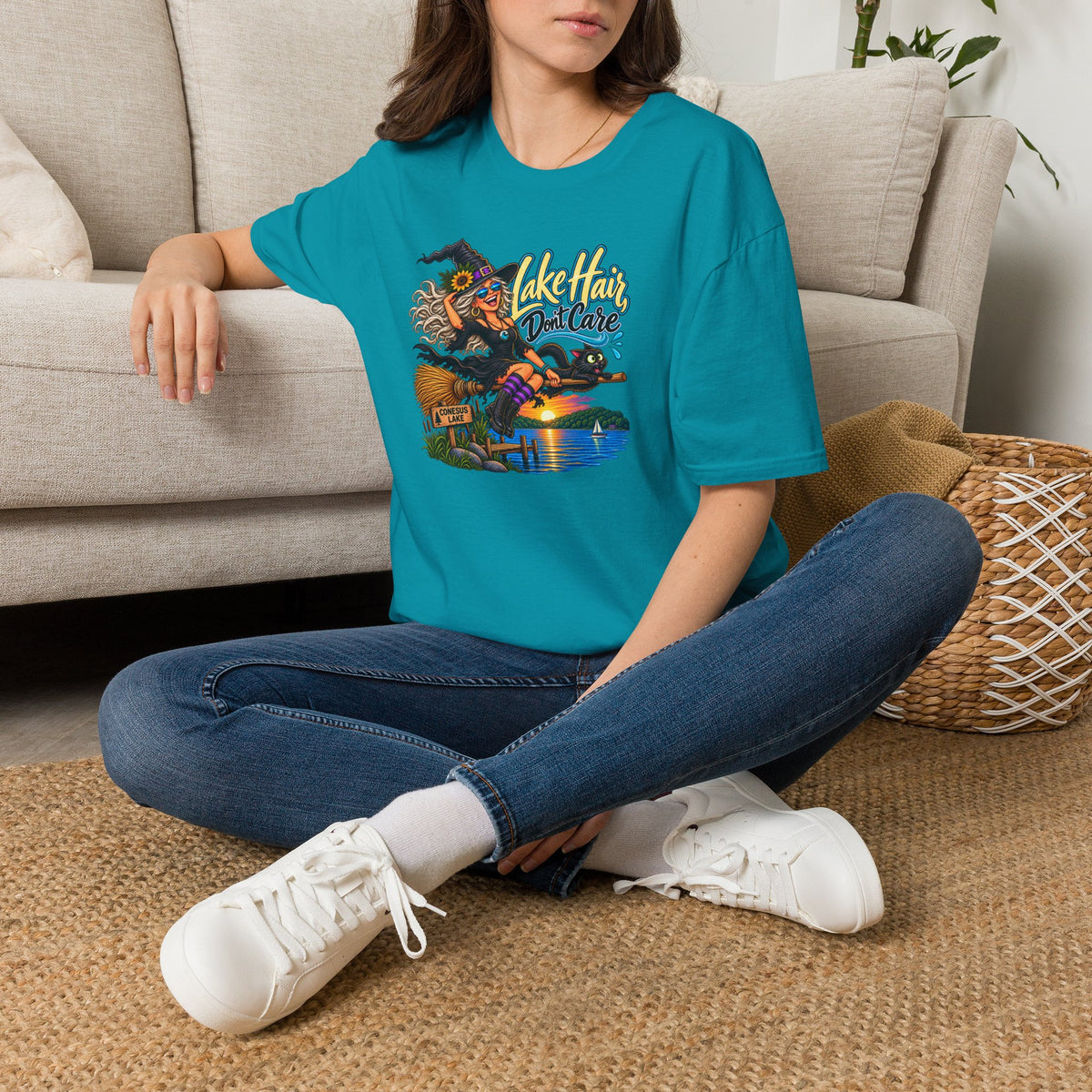 T-Shirt — "Lake Hair, Don't Care" Witchy Summer Graphic Tee