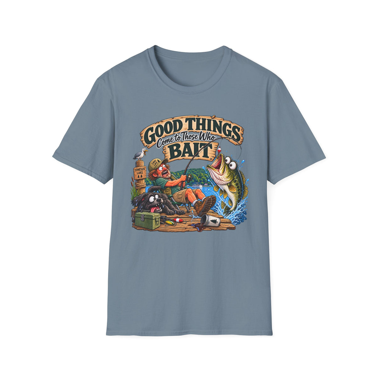 Fishing T-Shirt — "Good Things Come to Those Who Bait" Vintage Angler Tee