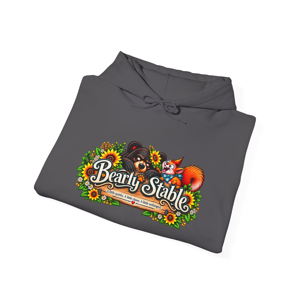 Bearly Stable Hoodie — Cute Woodland Fox & Floral Autumn Design