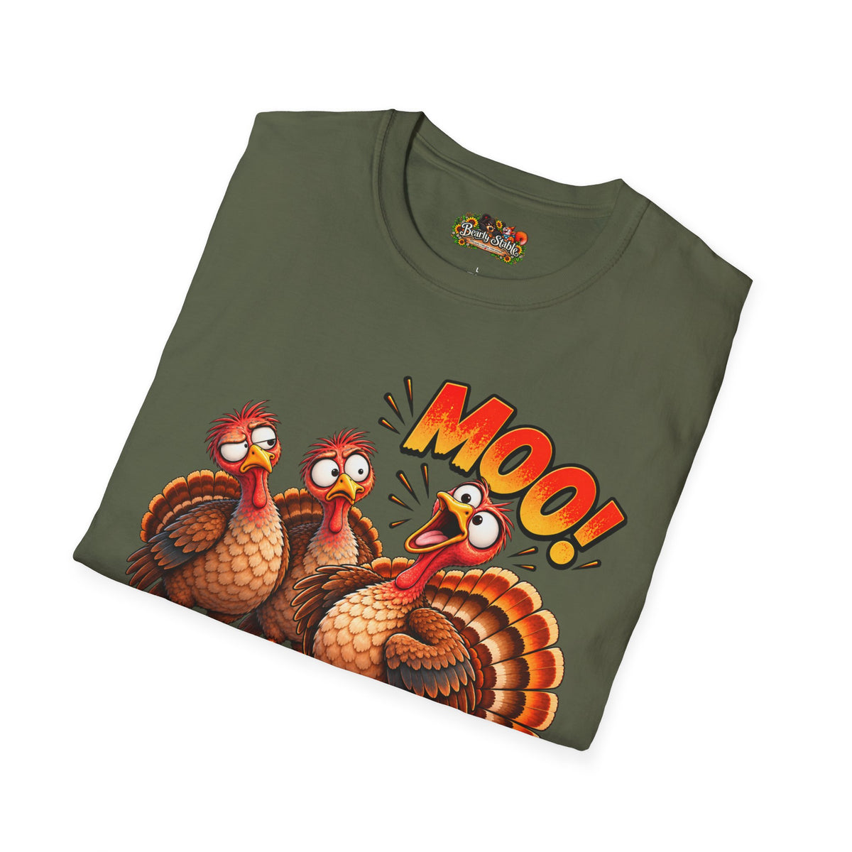 Thanksgiving Turkey 'MOO!' Cartoon Turkeys Graphic T-Shirt