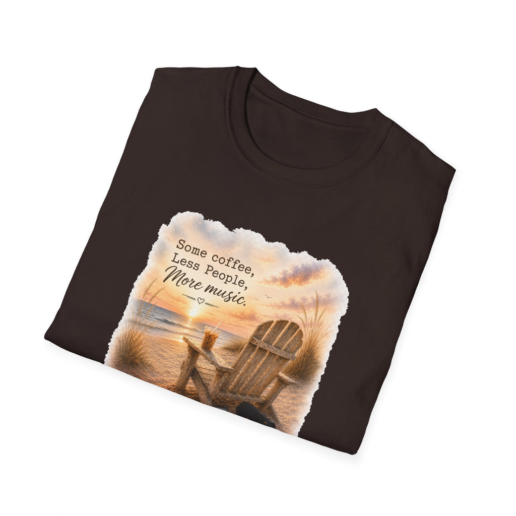 Beach Chair Tee - "Some coffee, Less People, More Magic" Relaxed Coastal T-Shirt